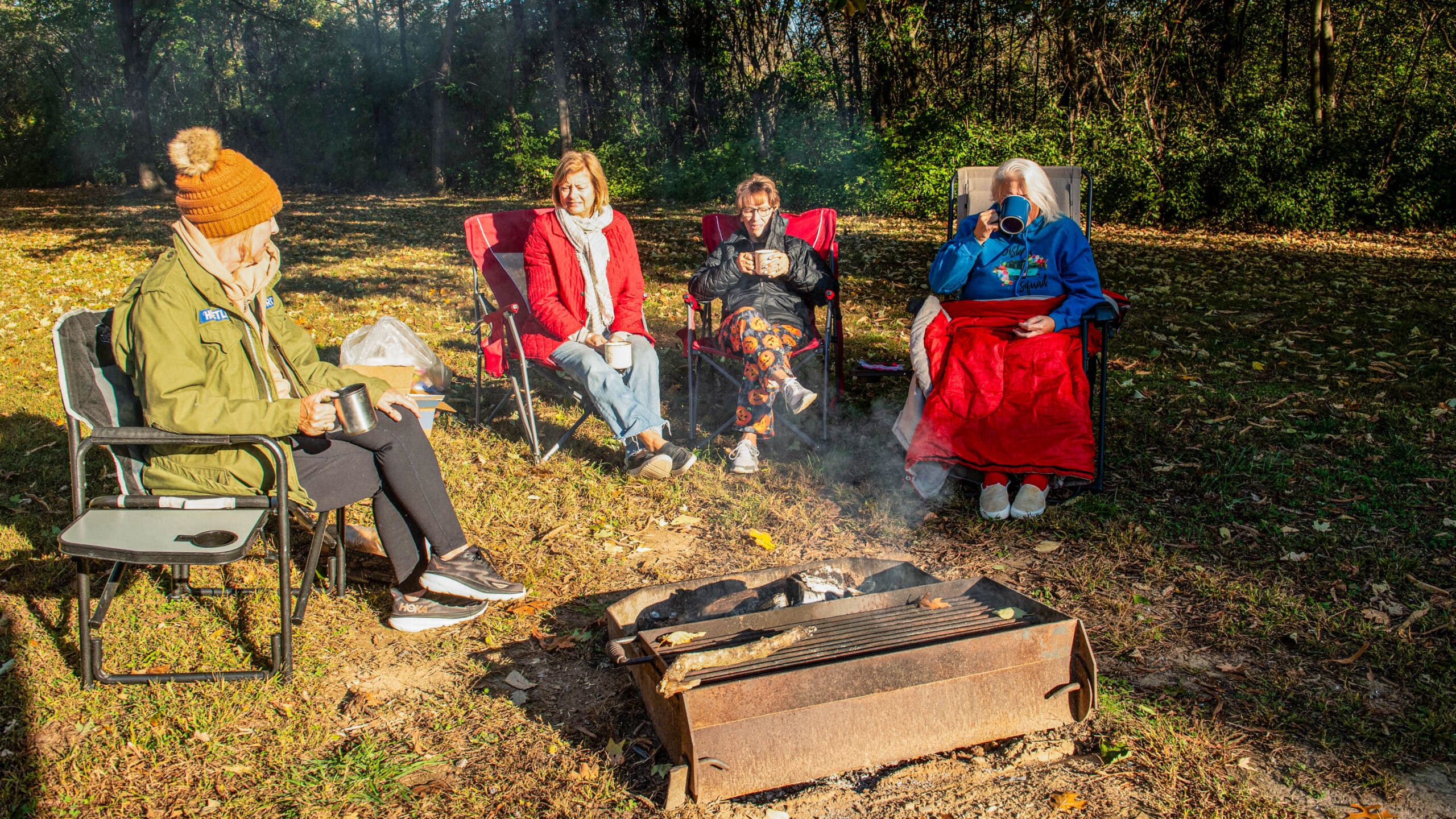 Arrow Rock, Fall, Camping, Ladies Around Campfire