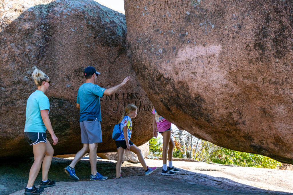 Elephant Rocks, Fall, Hiking, Family Going Through Rocks-2 Elephant Rocks, Fall, Hiking, Family Going Through Rocks