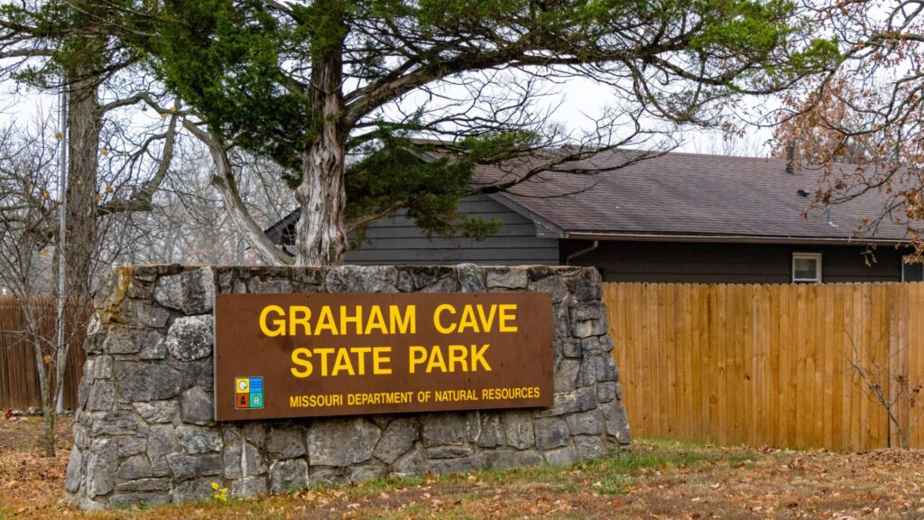 Graham Cave, Fall, Structure, Rock Entrance Sign Graham Cave, Fall, Structure, Rock Entrance Sign