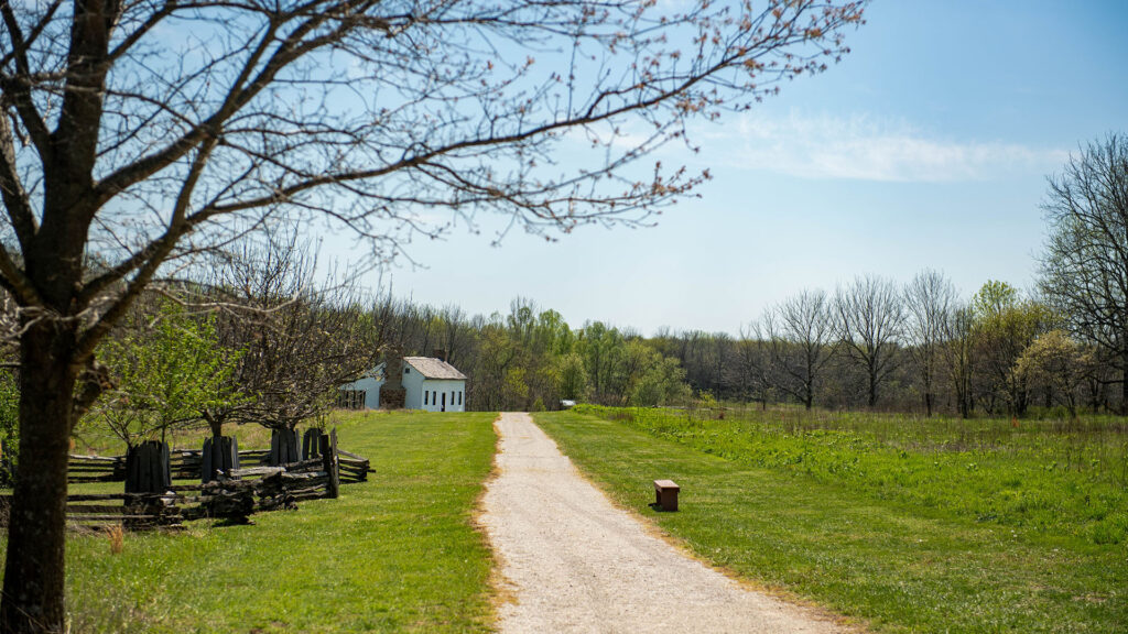 Nathan and Olive Boone Homestead, Spring, Landscape, Trail and House Nathan and Olive Boone Homestead, Spring, Landscape, Trail and House